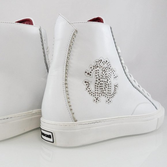 🎁FATHERS DAY NEW $579 ROBERTO CAVALLI HI-TOP EMBELLISHED RC LOGO SNEAKERS 45 - Picture 9 of 12